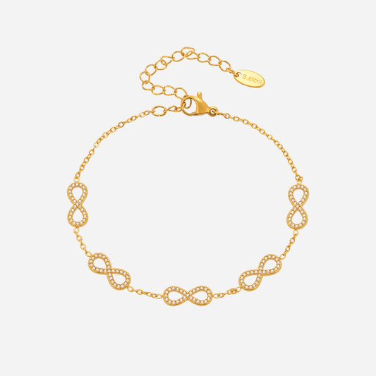 Number 8 Stainless Steel Bracelet With Zircon