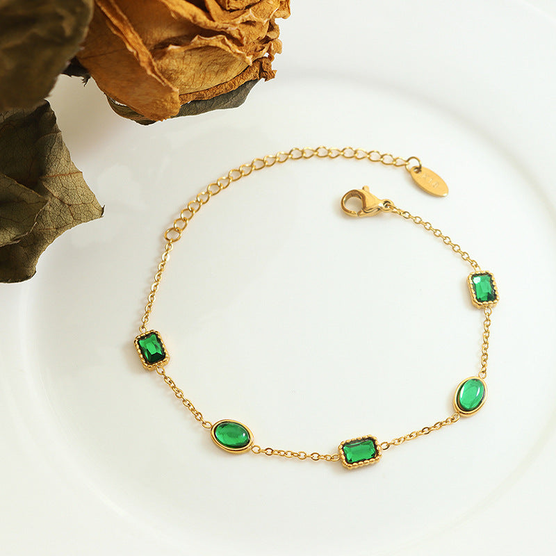 Stainless Steel Handmade Zircon Inlaid Bracelets