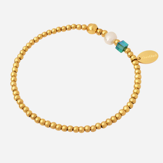 Freshwater Pearl and Round Steel Bead Bracelet