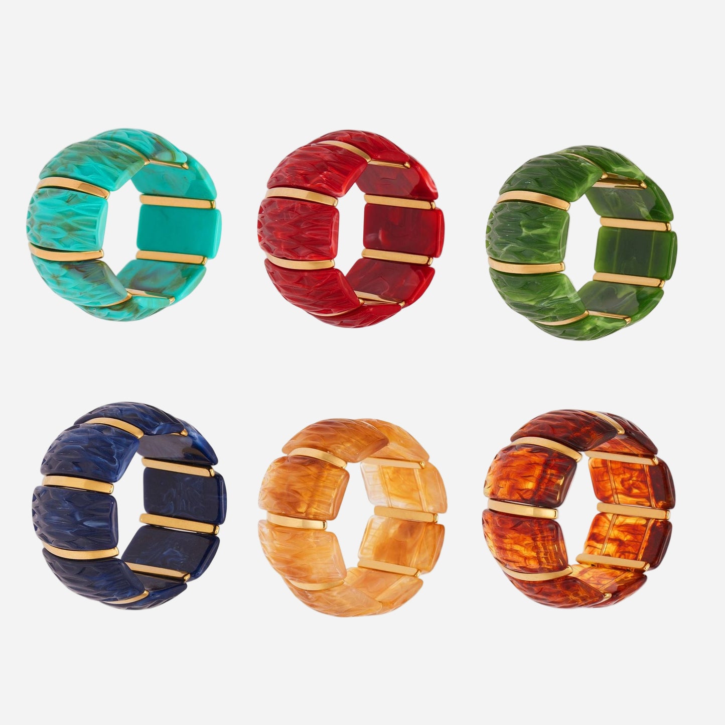 Irregular Texture Wide Resin Stretch Bracelet For Women