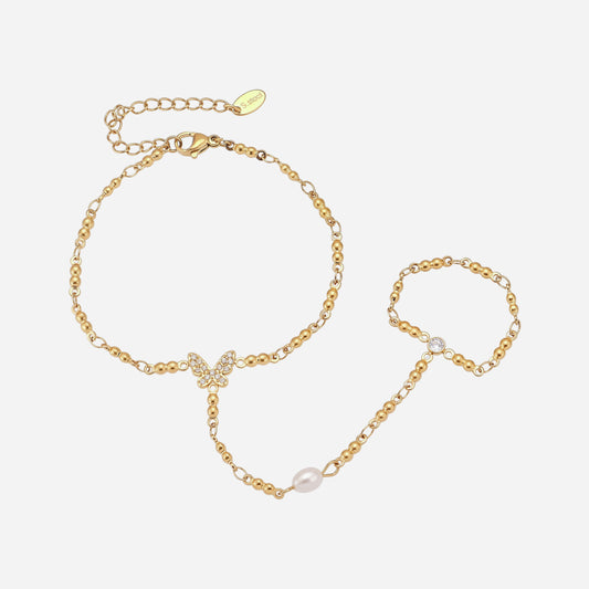 18k Gold Plated Women's Bracelet Stainless Steel With Zircon