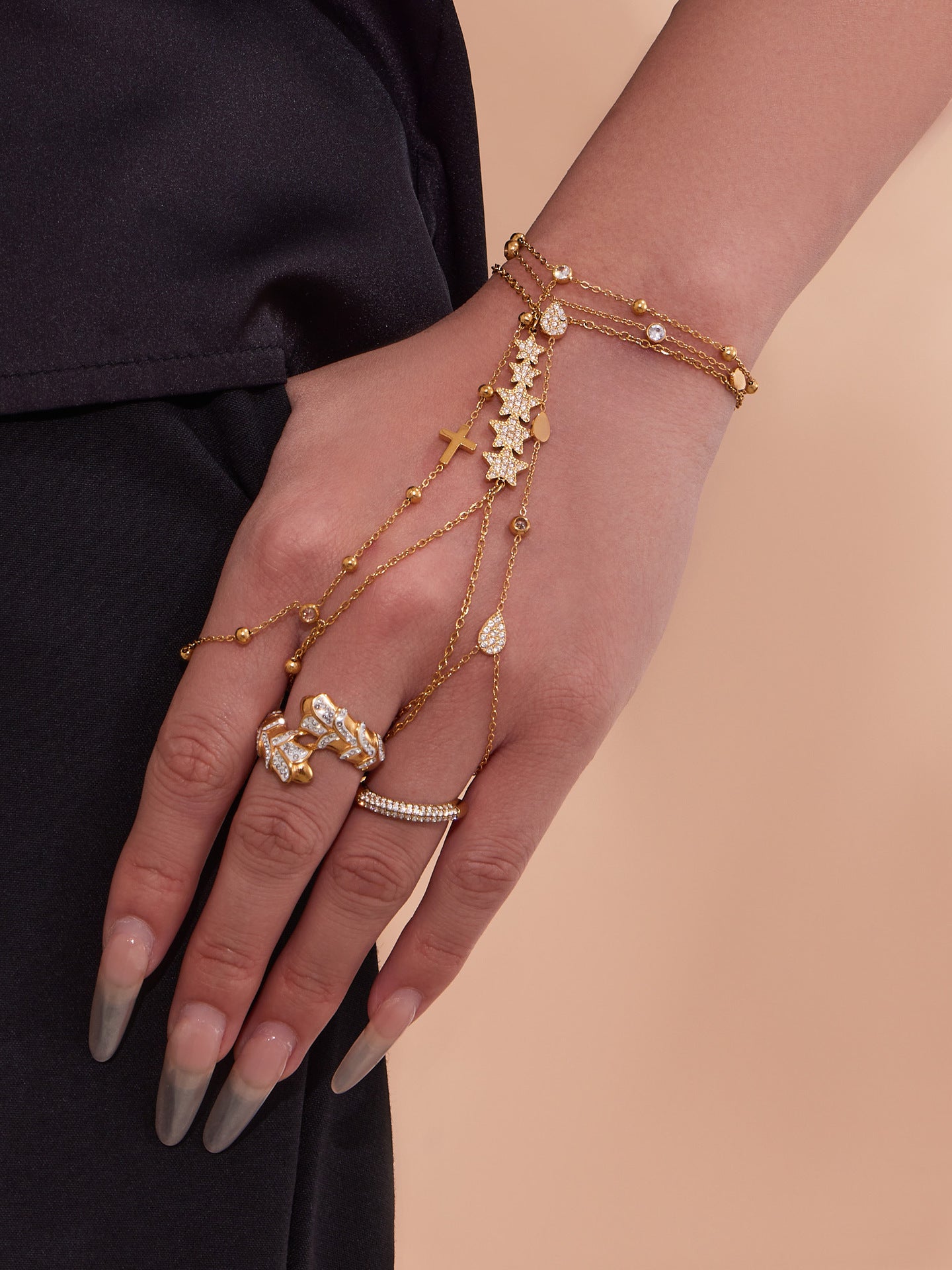 18k Gold Plated Women's Bracelet Stainless Steel With Zircon