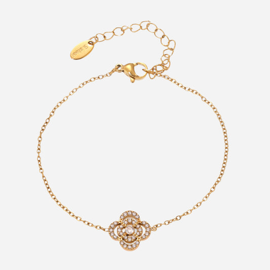 Four-leaf Flower Five-pointed Star Zircon Double-layer Bracelet Stainless Steel