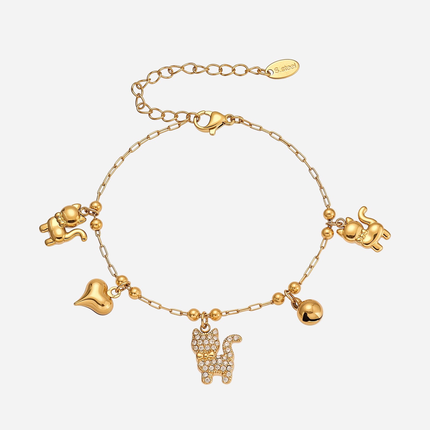 Super Flash 5A Zircon Cat Bell Multi-Accessories DIY Bracelet