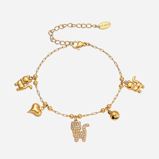 Super Flash 5A Zircon Cat Bell Multi-Accessories DIY Bracelet