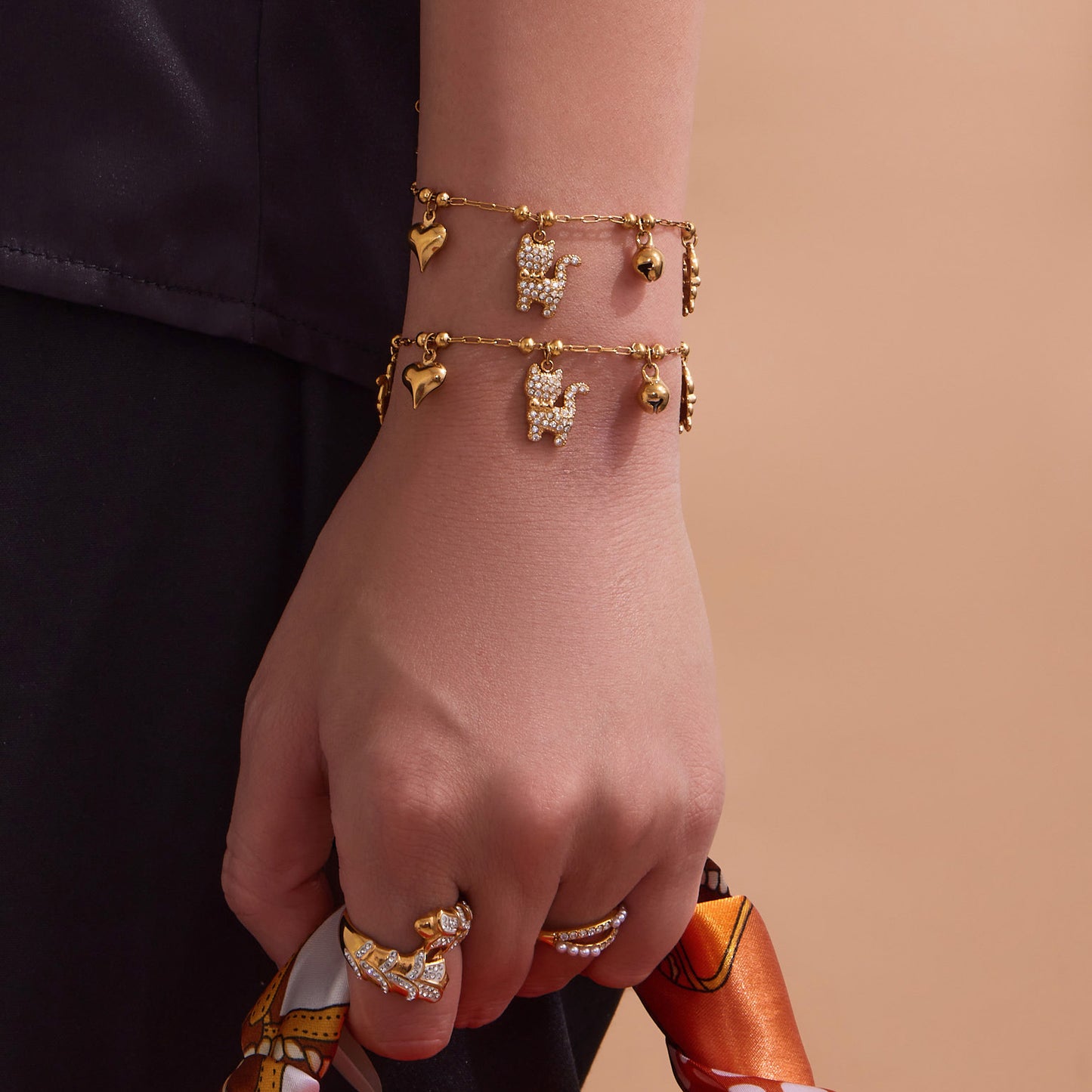Super Flash 5A Zircon Cat Bell Multi-Accessories DIY Bracelet