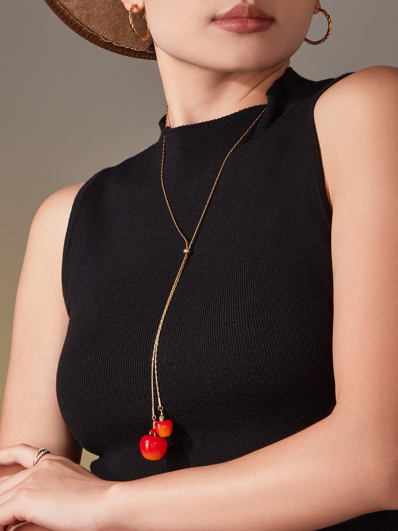 Blessed Orchard Duo Stainless Steel Zircon Necklace