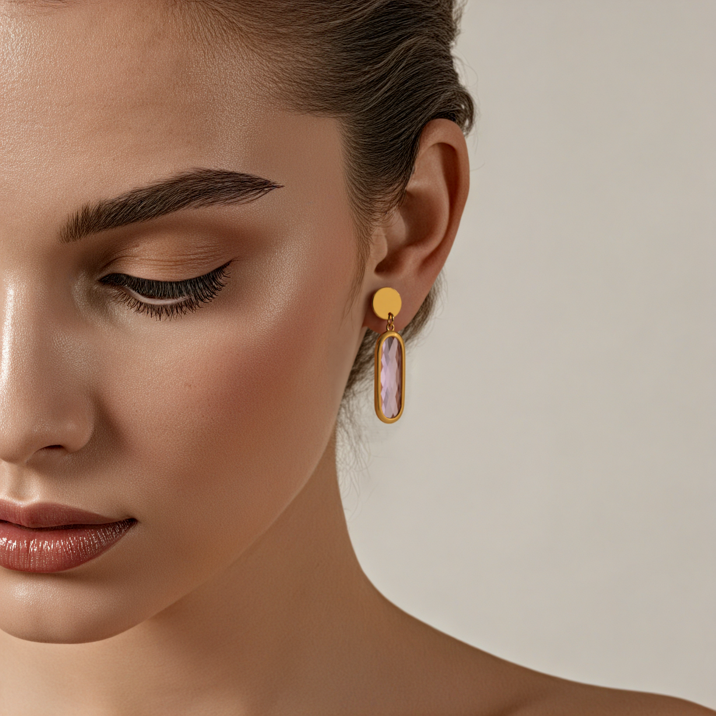 Circular Cut Glass Earrings