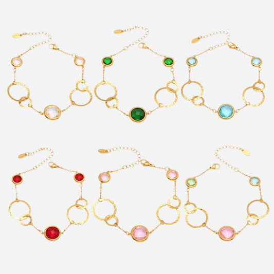 TXE281 Czech Glass Bracelets in Six Colors – White, Green, Red, Blue, Pink, and Multicolor
