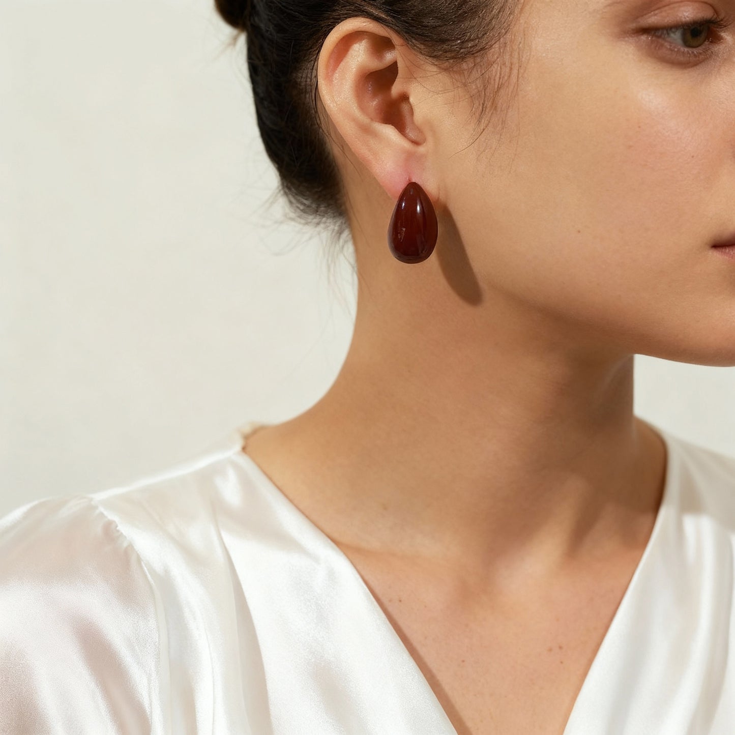 铜珐琅釉水滴镂空耳环