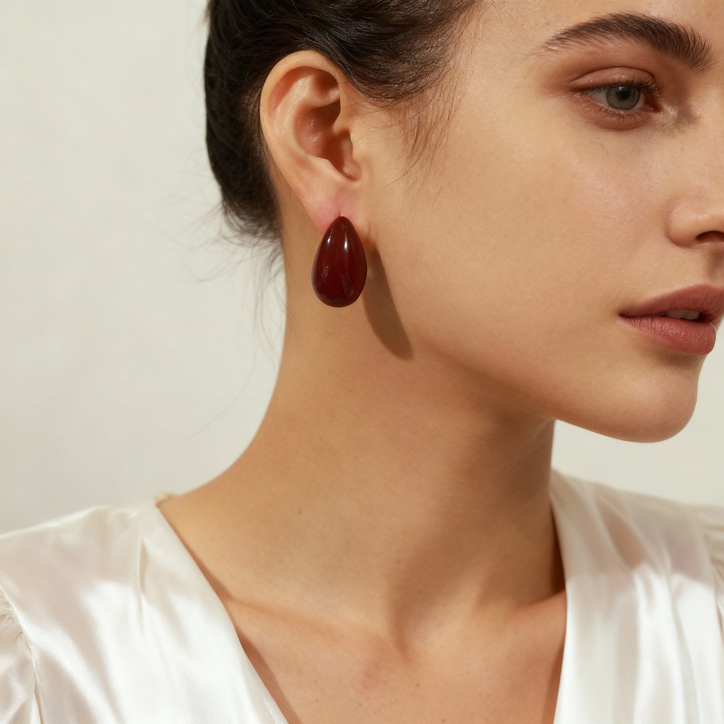 铜珐琅釉水滴镂空耳环