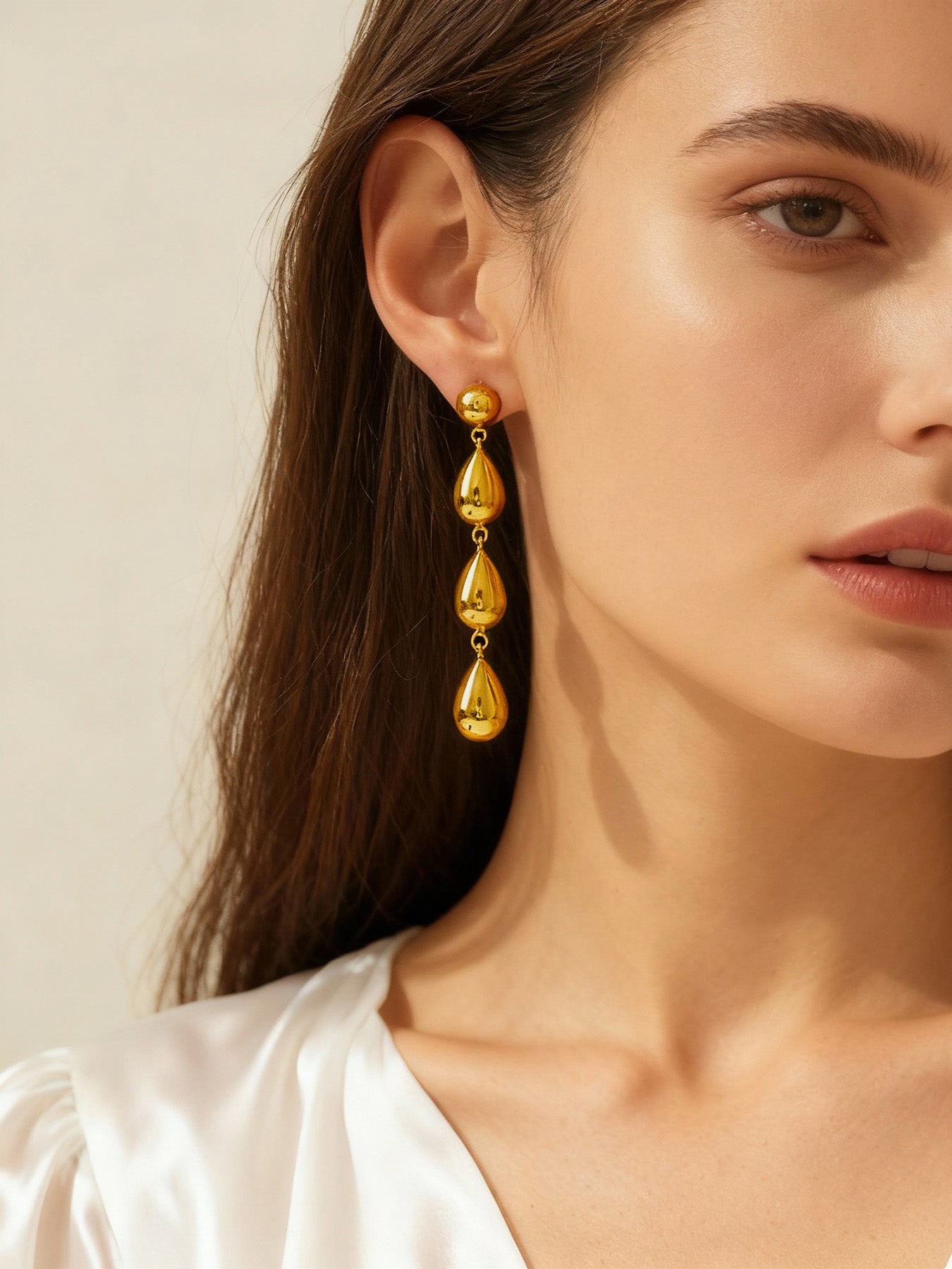 Copper Geometric Droplet Shaped Tassel Earrings