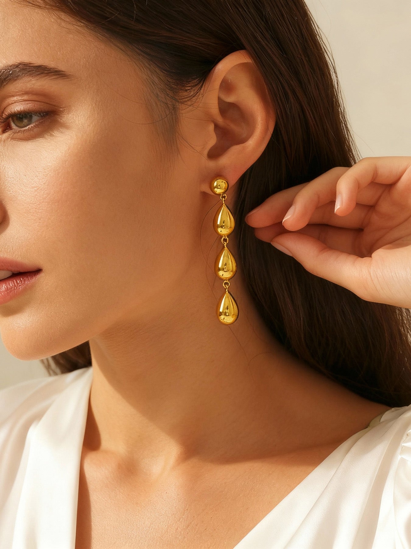 Copper Geometric Droplet Shaped Tassel Earrings