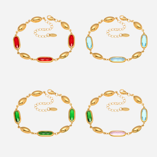 Gold Czech Glass Bracelets in Red, Blue, Green, and Multicolor – 16+5cm