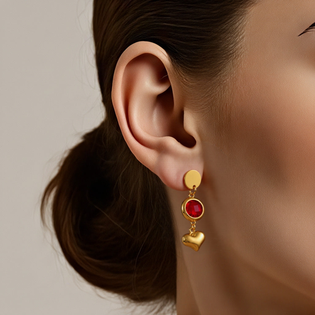 Czech handmade heart tassel earrings - every swing tells a story of love