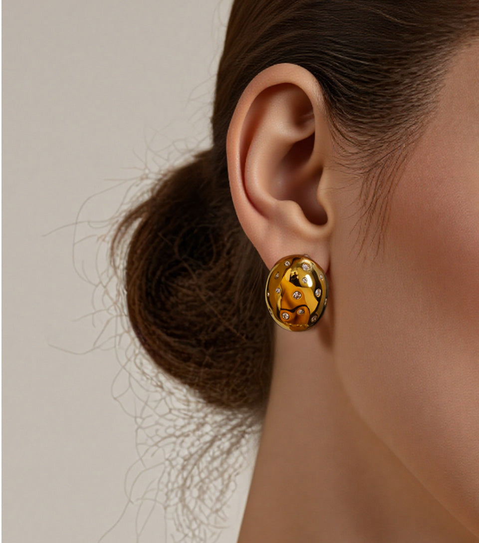 Czech rhinestone oval earrings