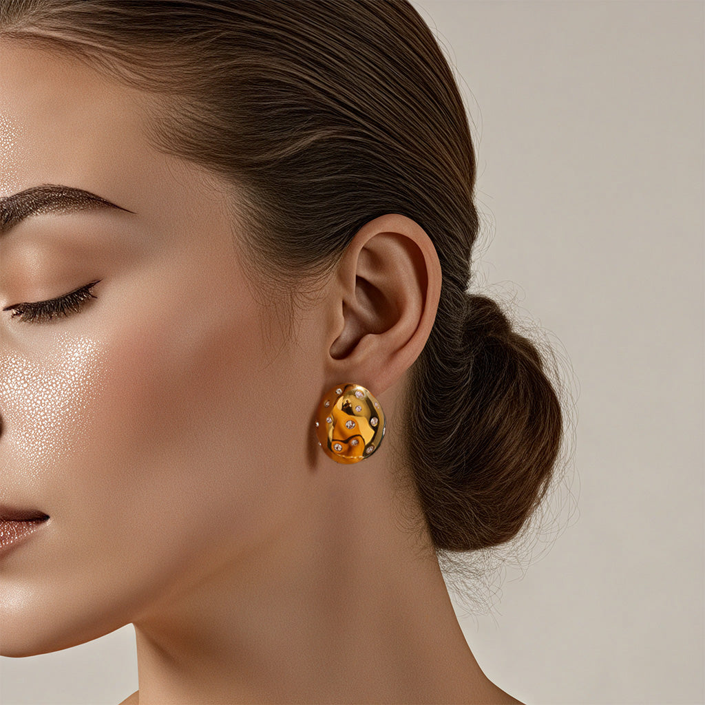 Czech rhinestone oval earrings