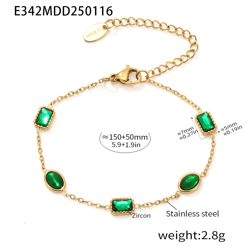Stainless Steel Handmade Zircon Inlaid Bracelets