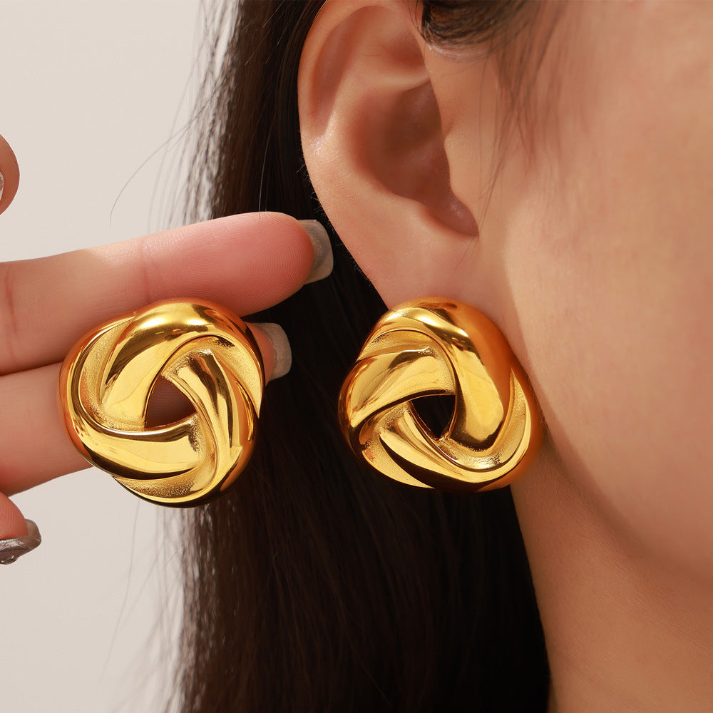 Twisted Triangular Stainless Steel Stud Earrings