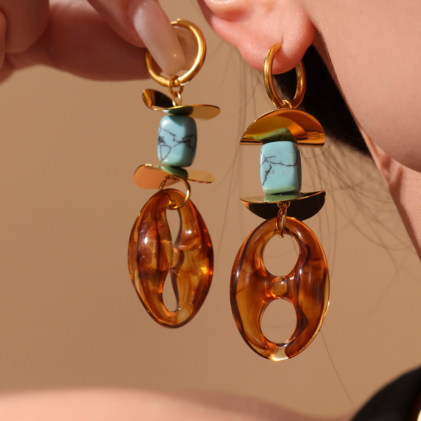 Resin Pig Nose Long Earrings