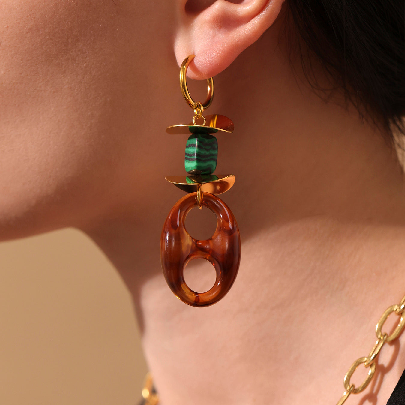 Resin Pig Nose Long Earrings