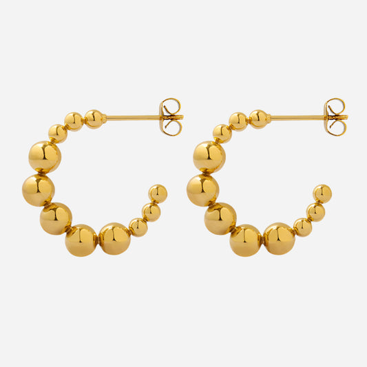 C Shape Bead Earrings Stainless Steel