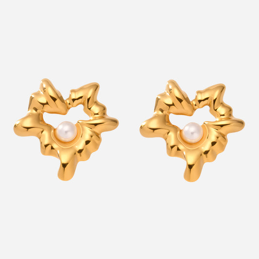 Geometric Pearl Stainless Steel Earrings