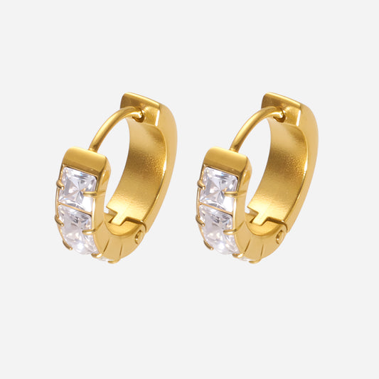 5A Zirconia Hoop Earrings Stainless Steel