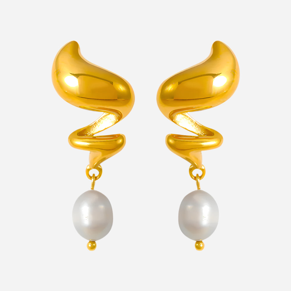 Spiral Freshwater Pearl Earrings