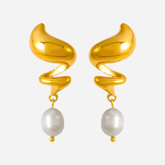 Spiral Freshwater Pearl Earrings