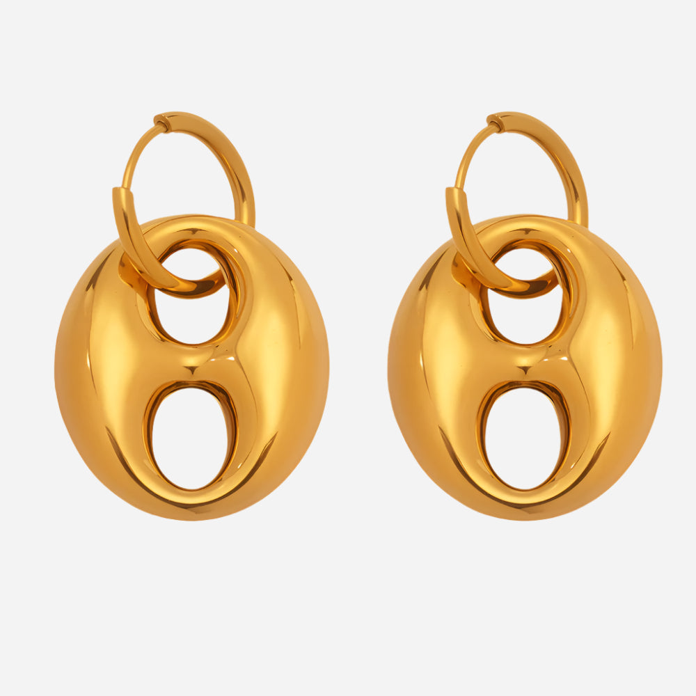 Coffee Bean Design Stainless Steel Earrings For Women
