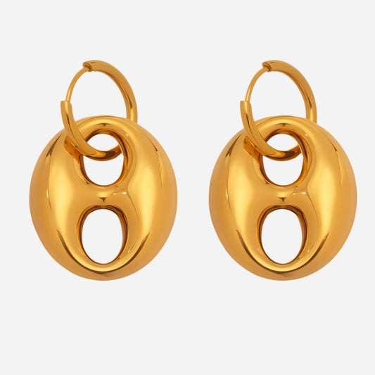 Coffee Bean Design Stainless Steel Earrings For Women