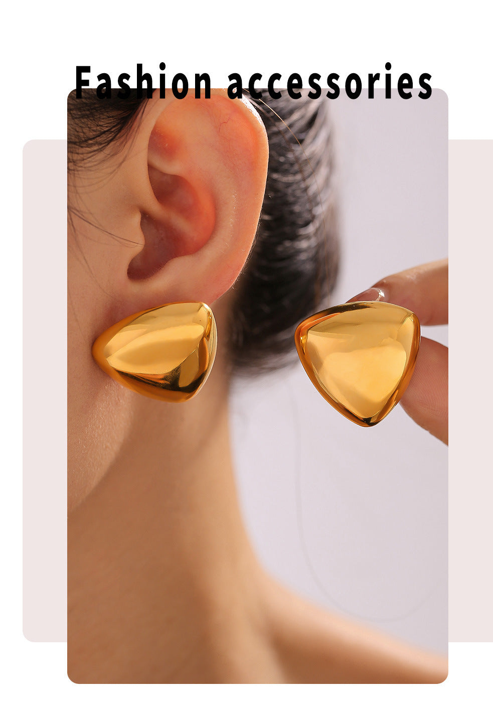Geometric Triangle Smooth Earrings Stainless Steel