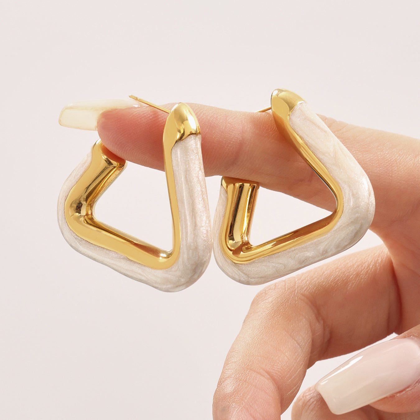 Triangular  Oil Drop Hollow Earrings