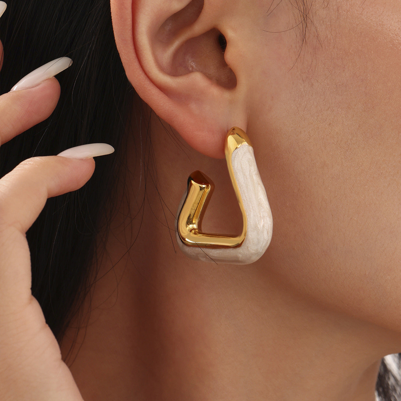 Triangular  Oil Drop Hollow Earrings