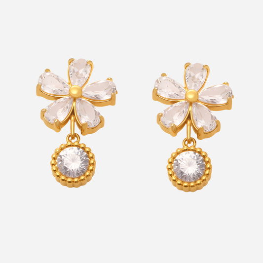 Zircon Flower Earrings For Women