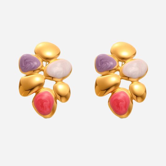 Irregular 0il Drip Stainless Steel Stud Earrings