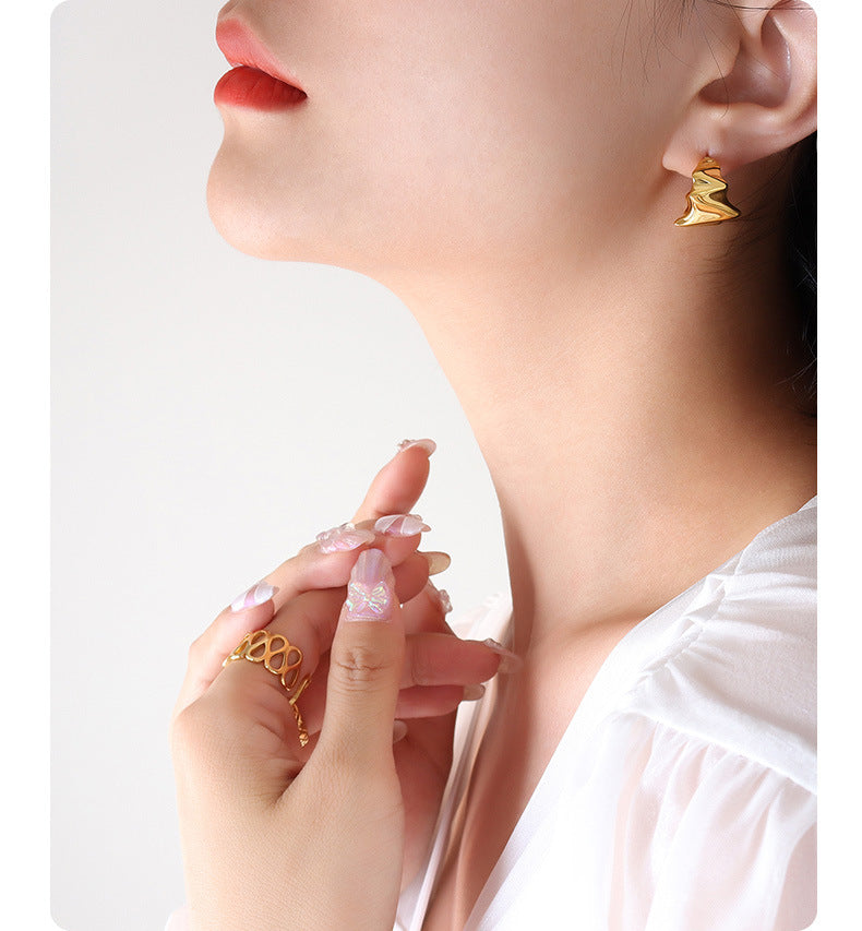 Niche Design Irregular Geometric Earrings Stainless Steel