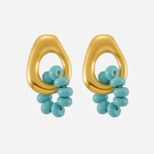 Geometric Stainless Steel Natural Stone Earrings