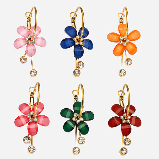 Elegant Camellia with Diamond Tassel Earrings
