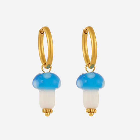 Cute Polka Dot Mushroom Shape Resin Earrings