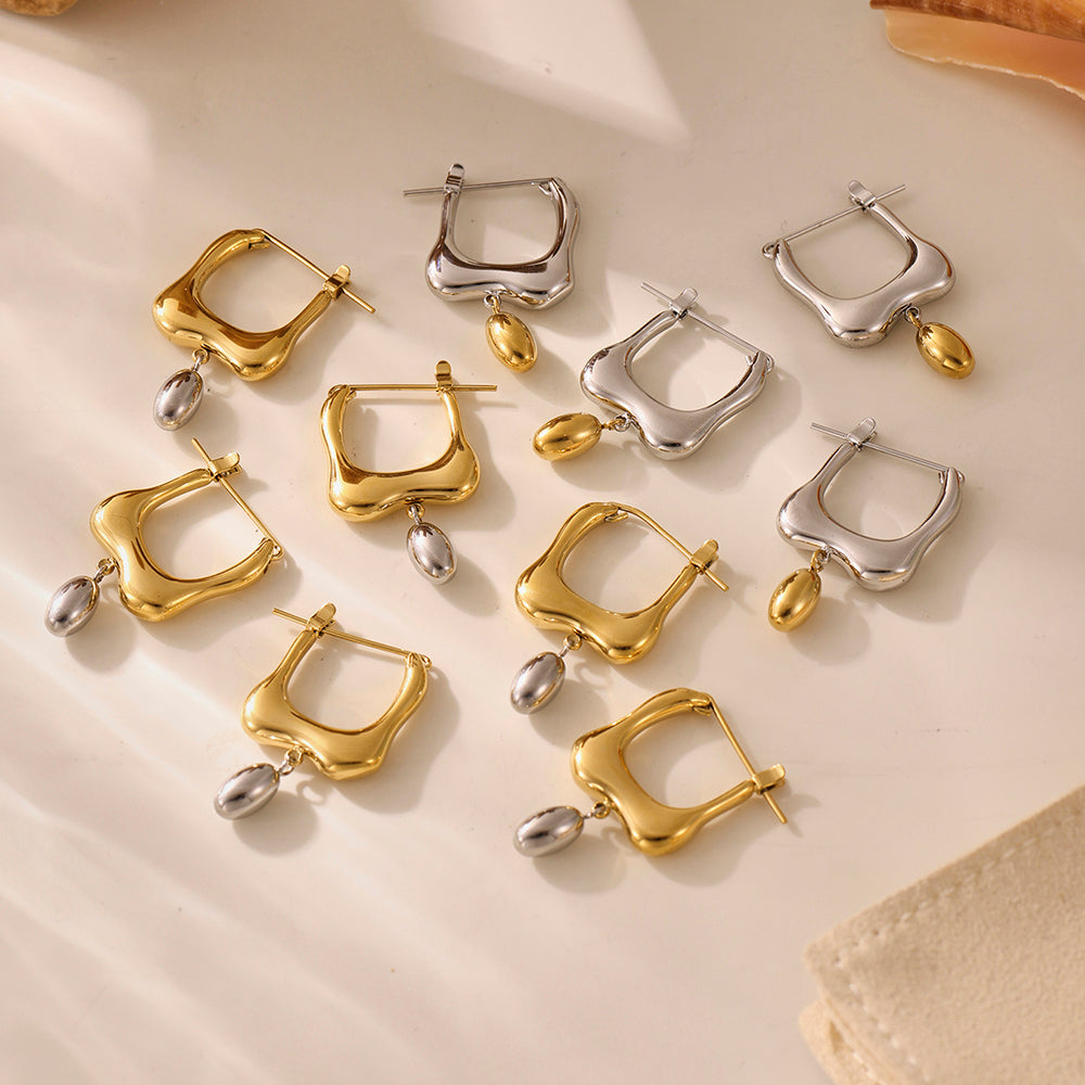 Stainless Steel Geometric Color Blocked Earrings