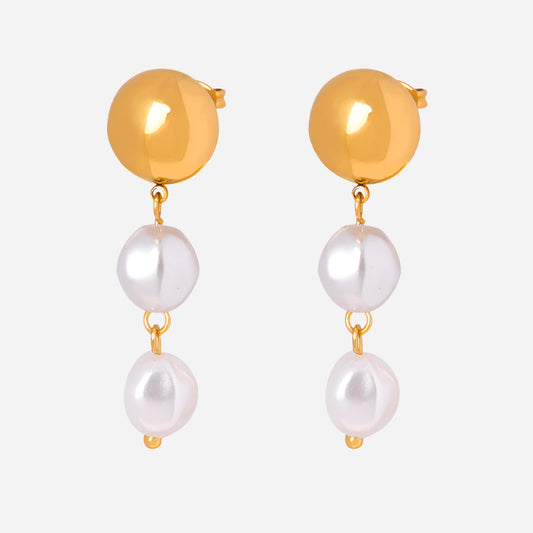Tassel High Gloss Shell Bead Earrings Stainless Steel