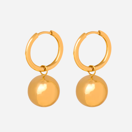 Gold Plated Earrings With Ball Pendant