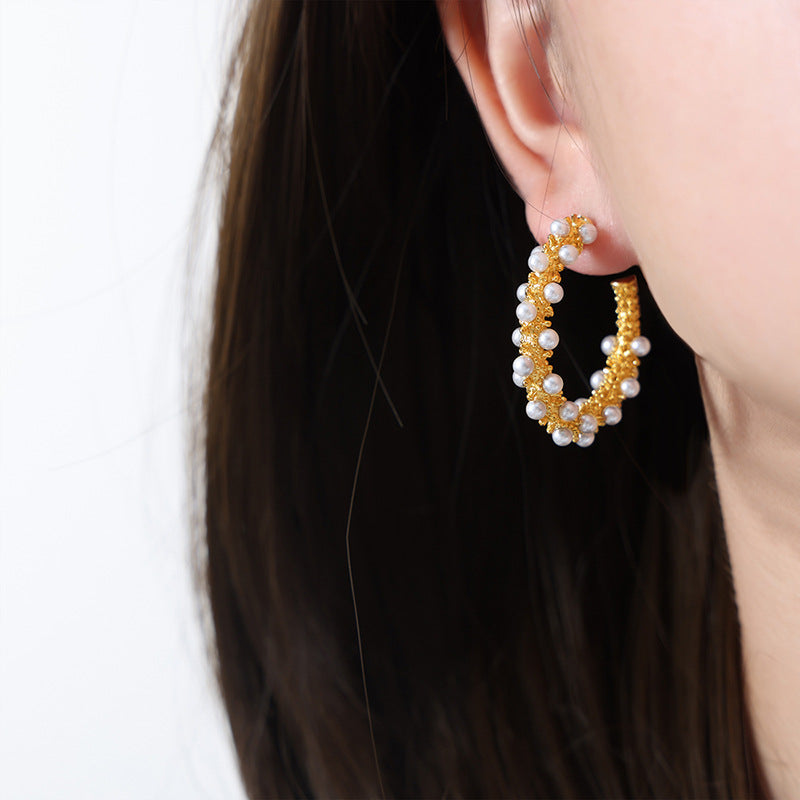 High Shine Pearl Earrings Stainless Steel