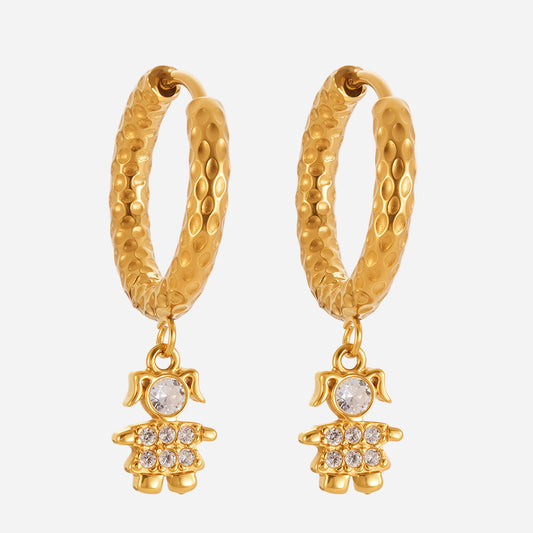 Exquisite Little Prince Stainless Steel Earrings With Diamonds