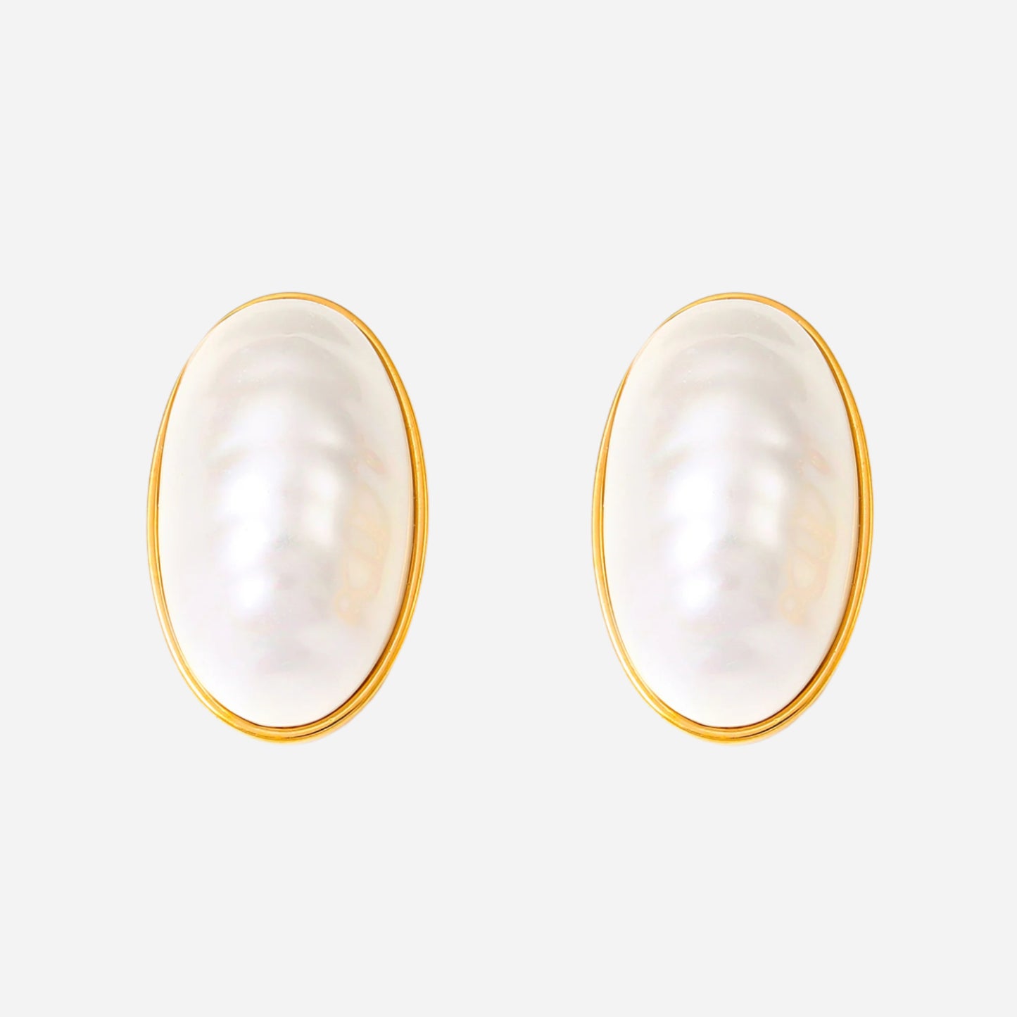 Oval Shell Stud Earrings