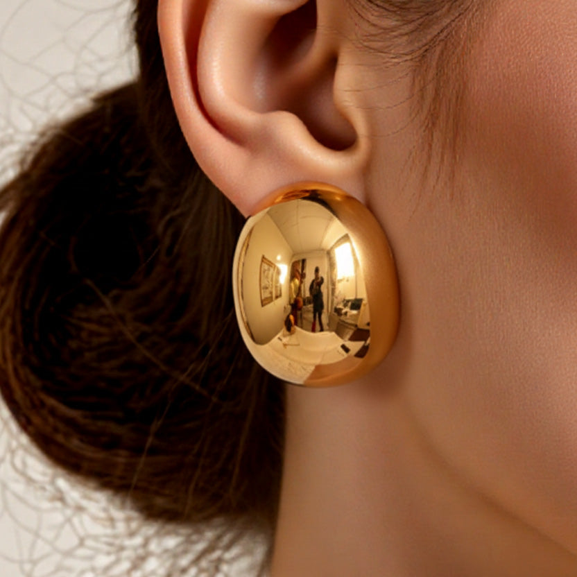 Exaggerated Oval Brushed Earrings - Unique European Style for Women