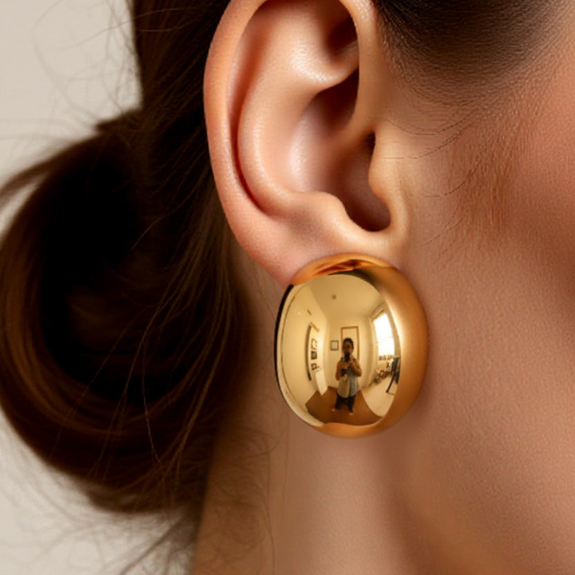 Exaggerated Oval Brushed Earrings - Unique European Style for Women