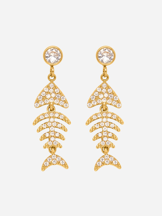 Pendientes de acero inoxidable con circonitas de agua viva